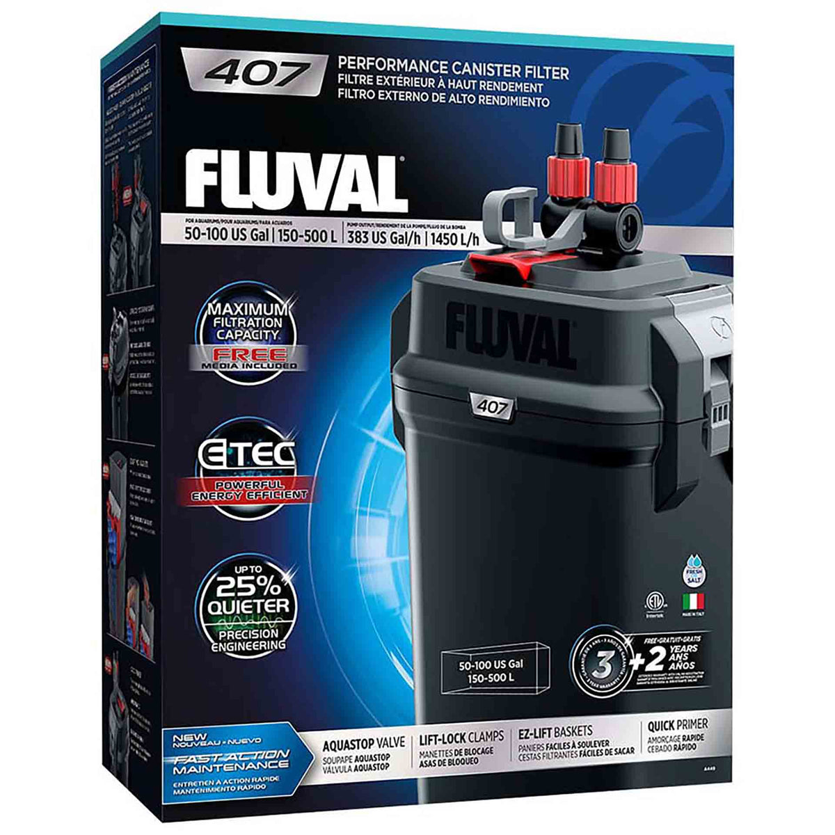 Fluval 407 Performance Canister Filter, up to 500 L Aquarium