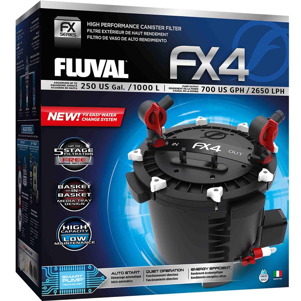 Fluval FX4 2650lph Canister Filter for aquarium tanks up to 1000 litres