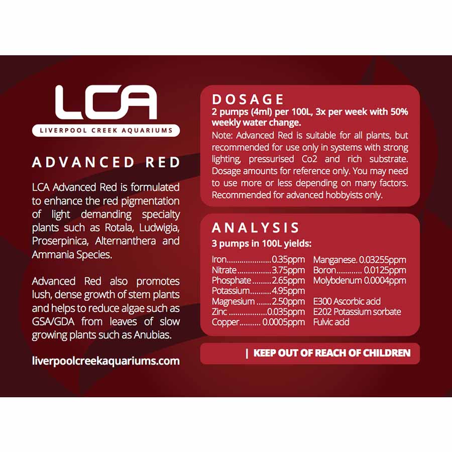 LCA Advanced Red 1000ml Formula Fertiliser Refill - Liverpool Creek Aquariums