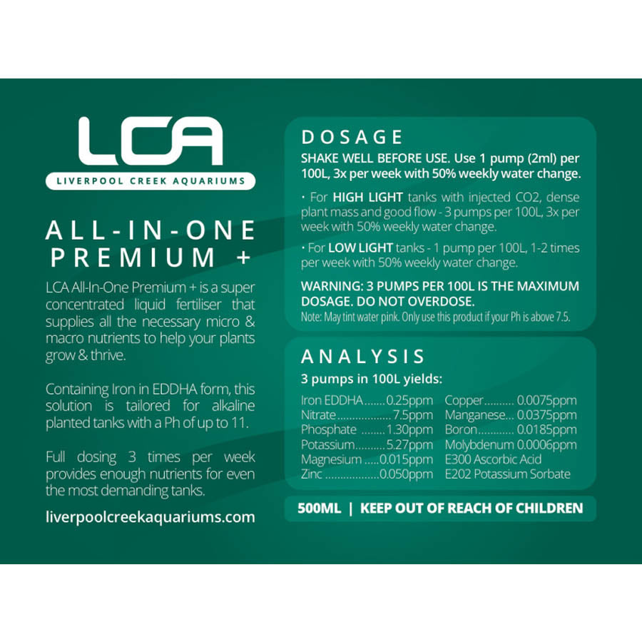 LCA All in One Plus 500ml EDDHA Premium Liquid Fertiliser for pH7.5-11 - Liverpool Creek Aquariums