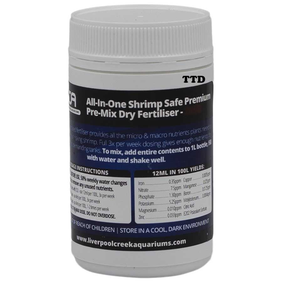 LCA All in One Shrimp Safe Dry pre-mix Fertiliser - Makes 1 Litre - Liverpool Creek Aquariums