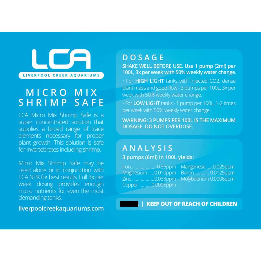 LCA Micro Mix 250ml Shrimp Safe Liquid Fertiliser - Liverpool Creek Aquariums