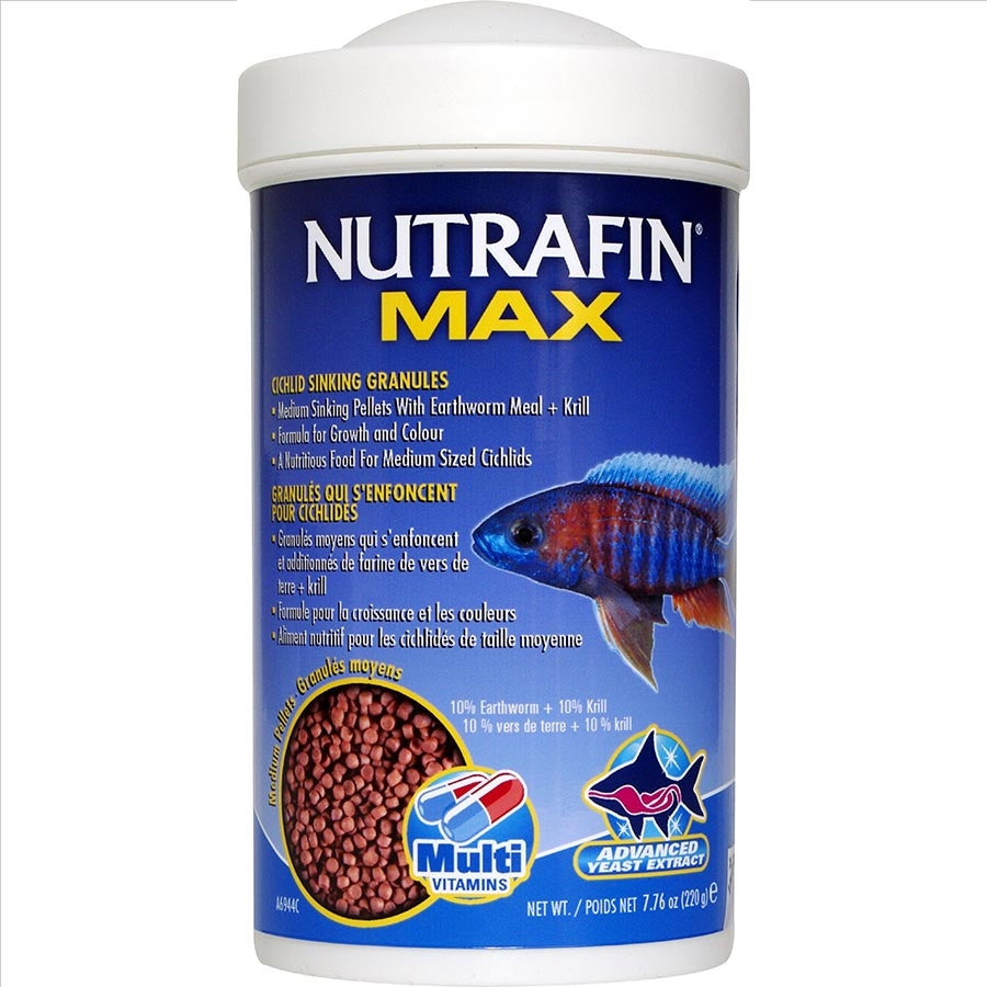 Nutrafin Max Cichlid Medium Sinking Granules 220g Fish Food