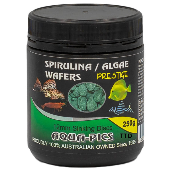 AquaPics Spirulina Wafers 12mm Discs 250g (600ml tub) The Tech Den