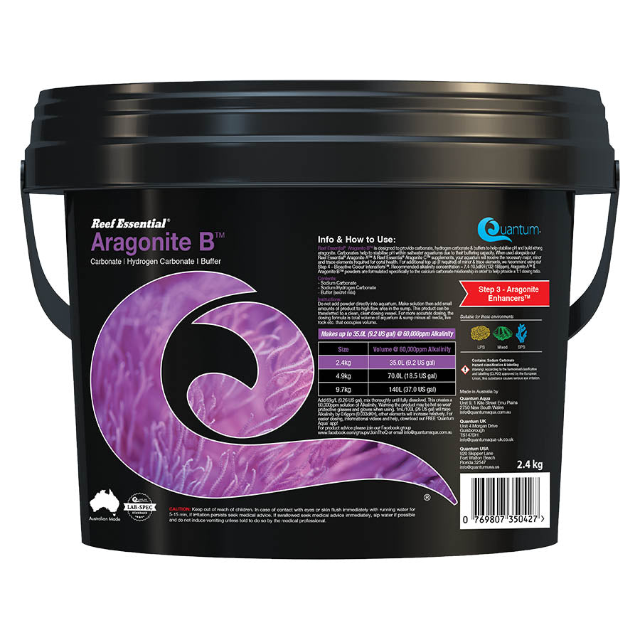 Quantum Reef Essentials Aragonite B Powder 2.4kg | Makes 35L @ 60,000ppm Alkalinity