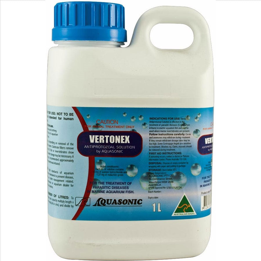 Aquasonic Vertonex 1 litre - White Spot Treatment for Marine - Australian Made