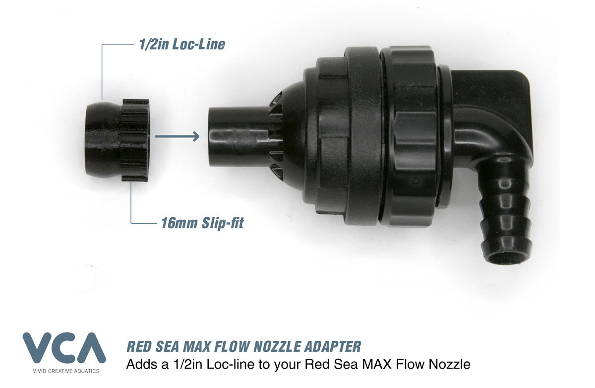 VCA Red Sea MAX Flow Nozzle to Loc-Line Adapter – 16mm Slip-Fit to 1/2in Loc-Line