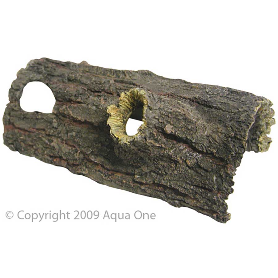 Reptile One Ornament Log With Holes Sm 21x10.5x8cm