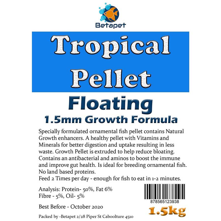 Betapet Tropical Pellet 1.5kg (1.5mm Size Floating Pellet)