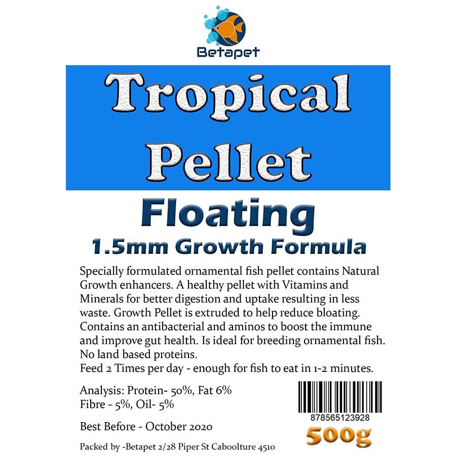 Betapet Tropical Pellet 500g (1.5mm Size Floating Pellet)