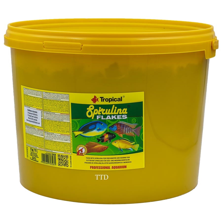 Tropical Spirulina Flakes 11 litres 2kg Fish Food