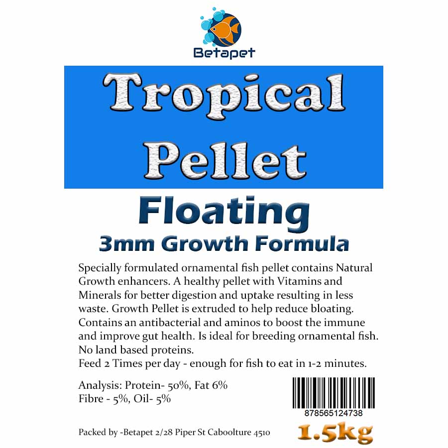 Betapet Tropical Pellet 1.5kg (3mm Size Floating Pellet)