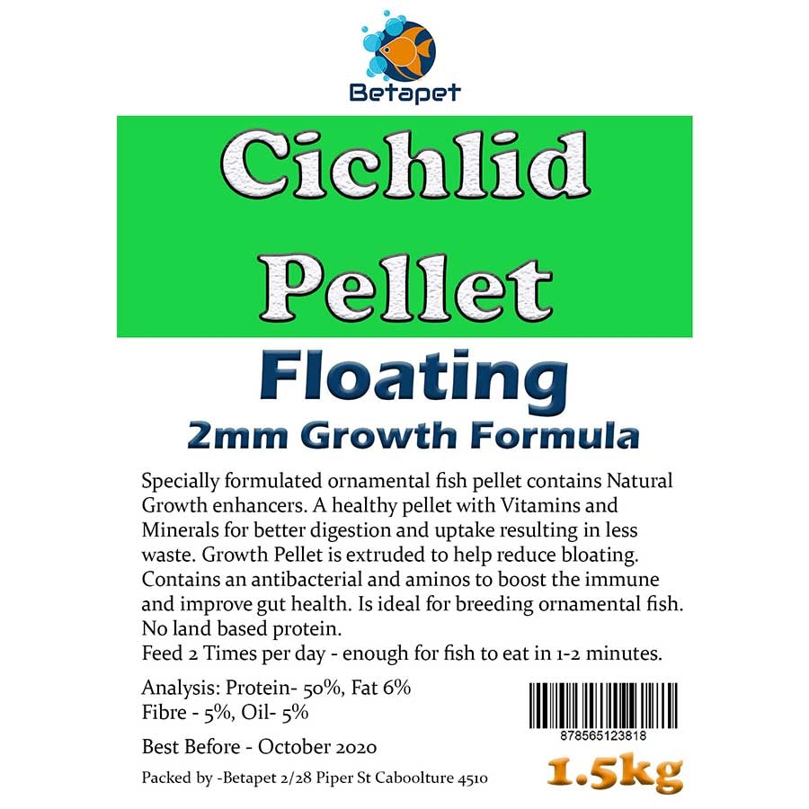 Betapet Cichlid Growth Pellet 1.5Kg (2mm Size Floating Pellet)