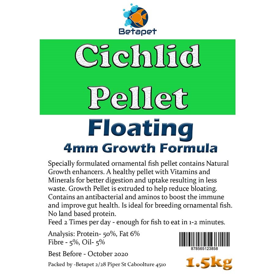 Betapet Cichlid Growth Pellet 1.5kg (4mm Size Floating Pellet)