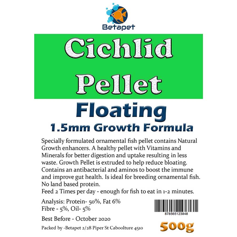 Betapet Cichlid Growth Pellet 500g (1.5mm Size Floating Pellet)