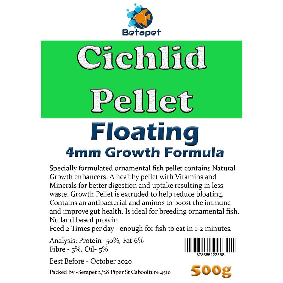 Betapet Cichlid Growth Pellet 500g (4mm Size Floating Pellet)