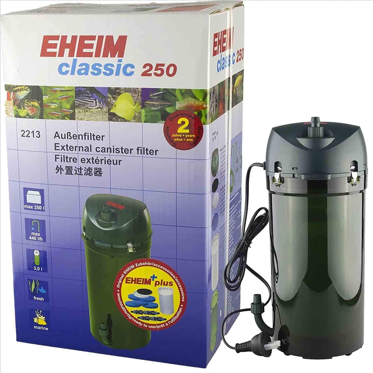 Eheim Classic 250 - 2213 (With Sponge Media) Canister Filter