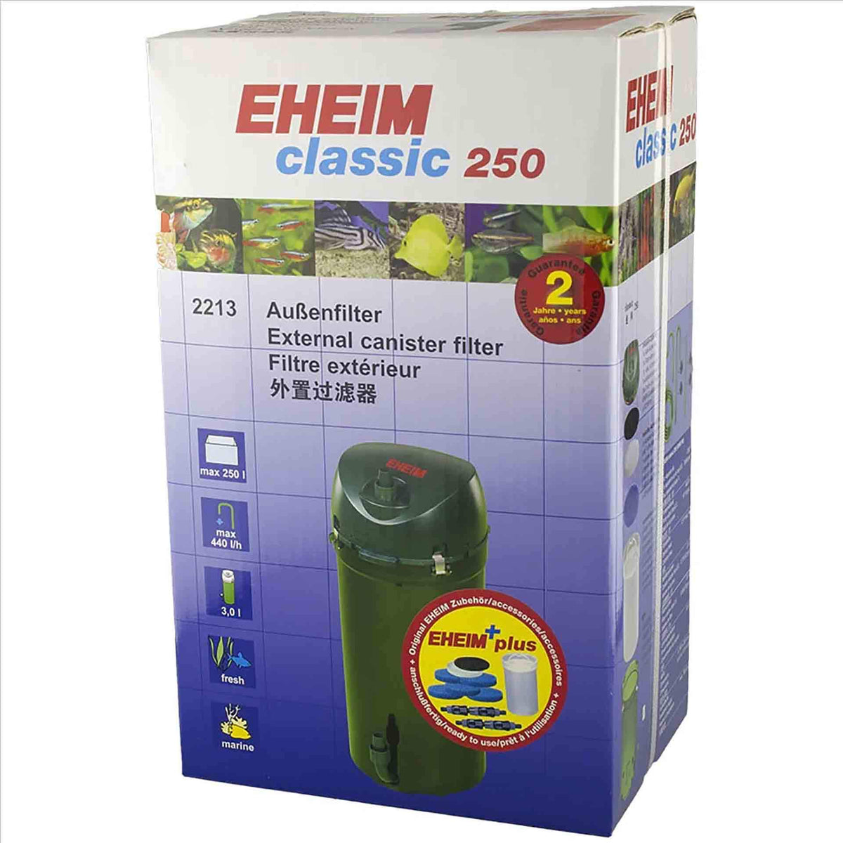 Eheim Classic 250 - 2213 (With Sponge Media) Canister Filter